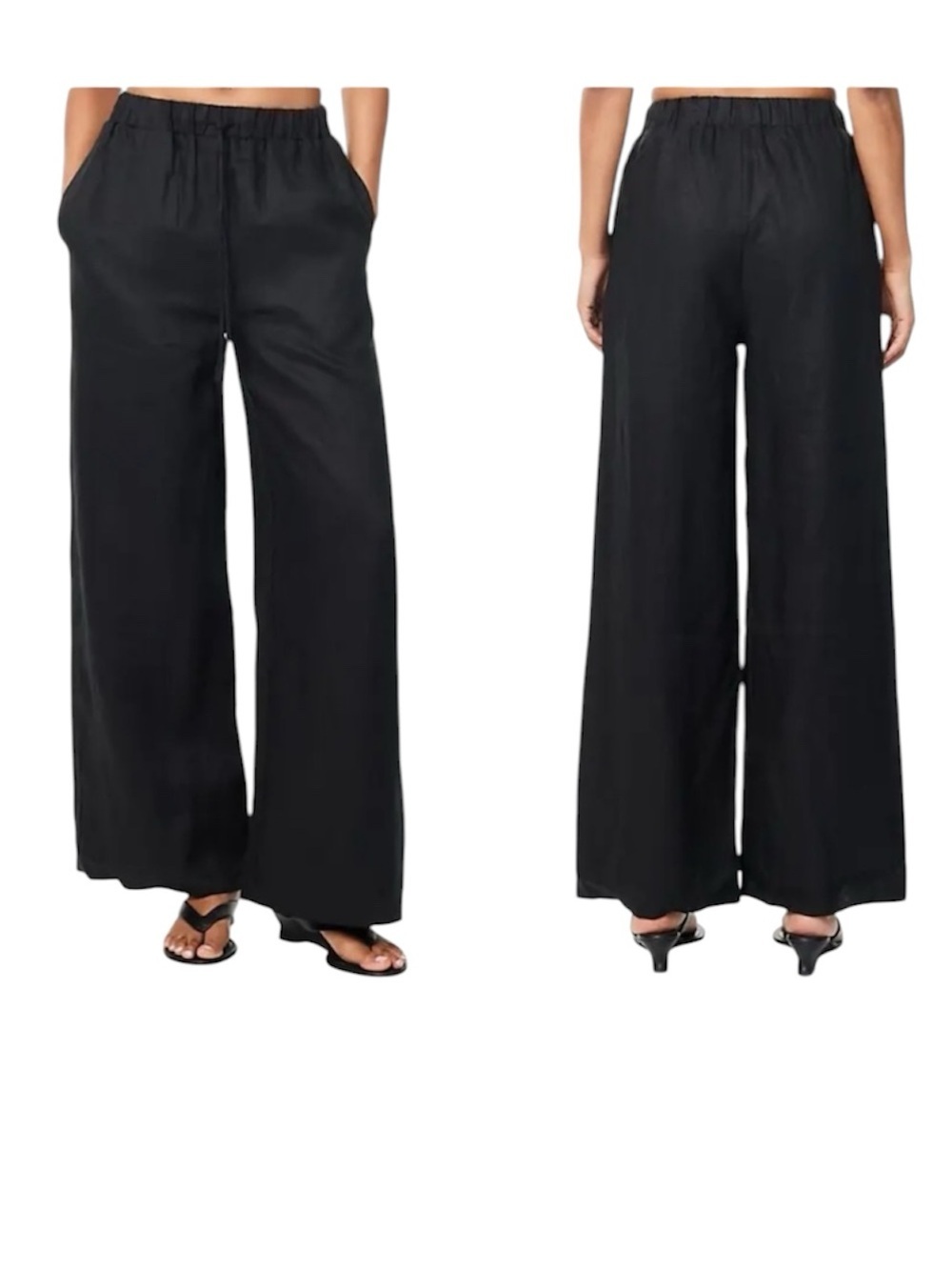 DISSH Gina Black Linen Elastic
Waist Wide Leg Pants SZ 8